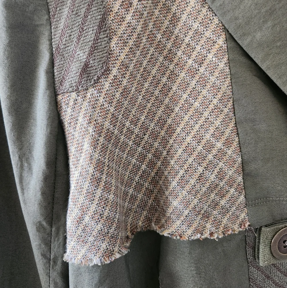 Vintage Y2K L.A.M.B. Jacket Size 4 Gwen Stefani Olive Green Plaid Cotton Linen - Picture 4 of 16